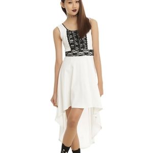 Royal Bones By Tripp Cream Sleeveless Hi-Low Dress